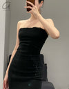 Marc Le Bihan 21915 Silk Shrinkage Stretch One-Piece Dress Collection French High-Level Handmade MLB-21942-HEI Black PMLB4